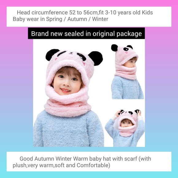 5/25 pink or Grey Panda Bear Winter hoodie hat face cover protect skin from cold - Picture 6 of 7